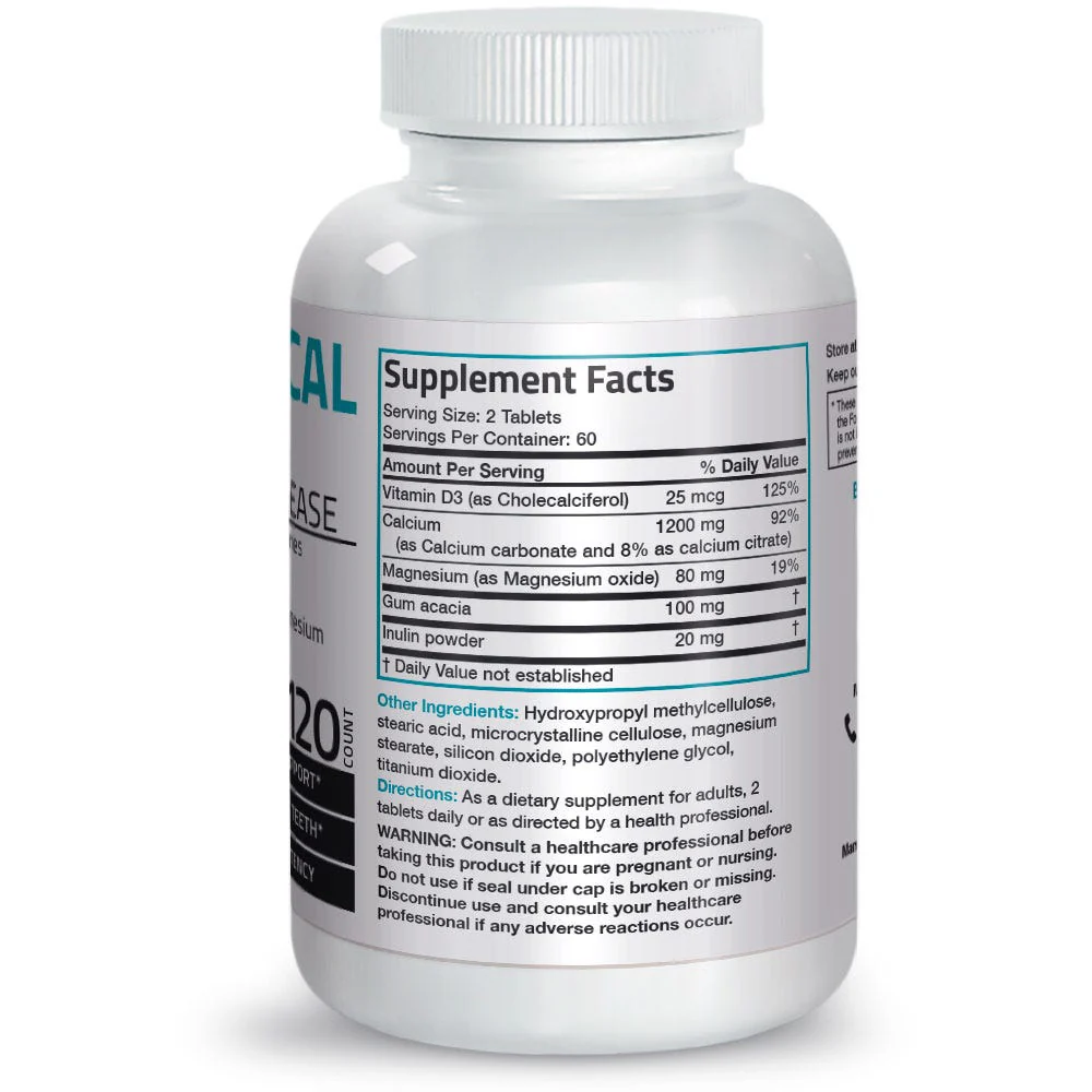 AsorboCal Calcium, Vitamin D & Magnesium High Potency Sustained Release - 1,200 mg - 120 Tablets - Image 4
