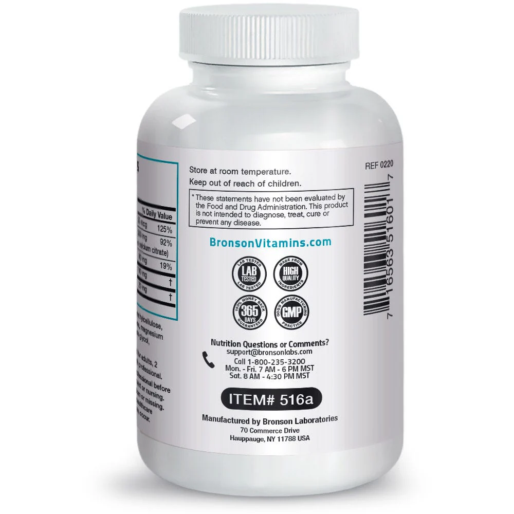 AsorboCal Calcium, Vitamin D & Magnesium High Potency Sustained Release - 1,200 mg - 120 Tablets - Image 5