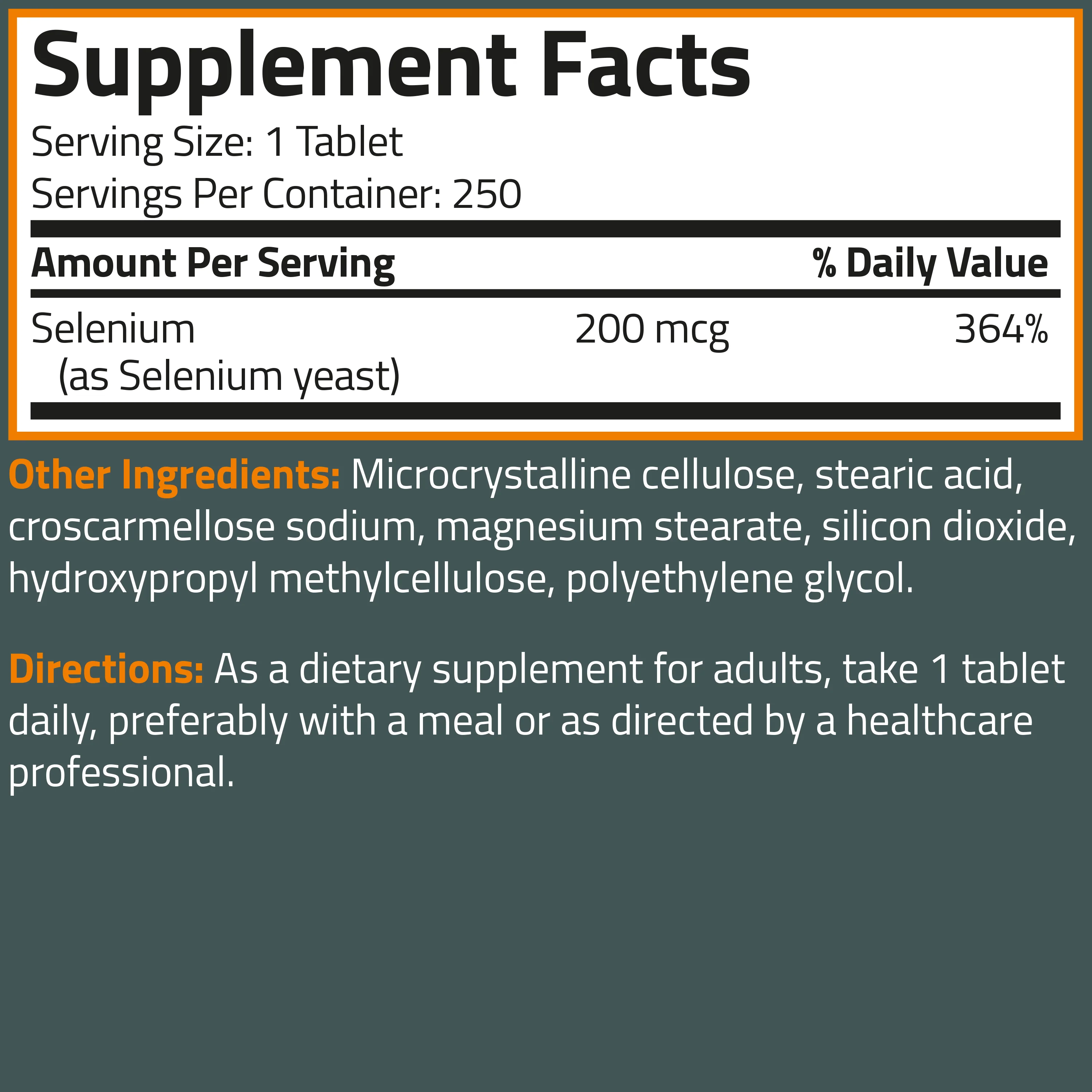 Selenium 200 mcg, 250 Vegetarian Tablets - Image 6