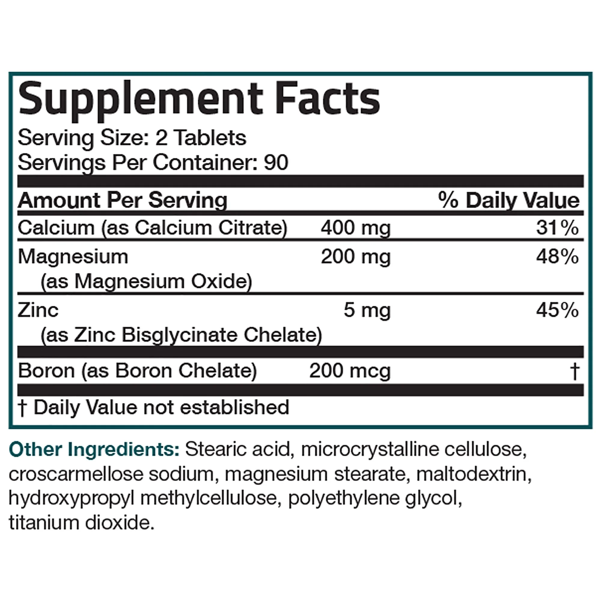 Calcium and Magnesium with Boron and Zinc - 180 Tablets - Image 6