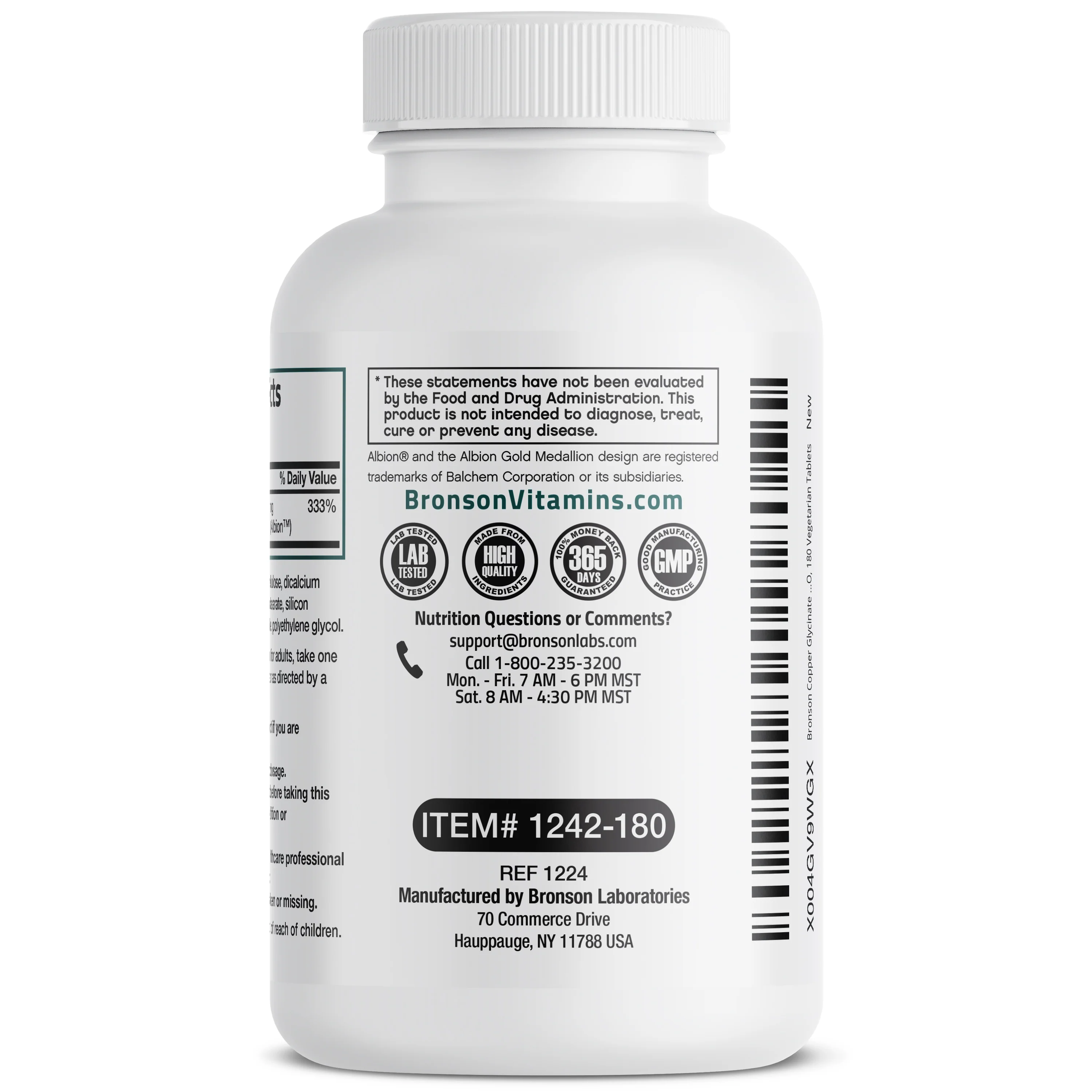 Copper Glycinate 3 MG, 180 Vegetarian Tablets - Image 3
