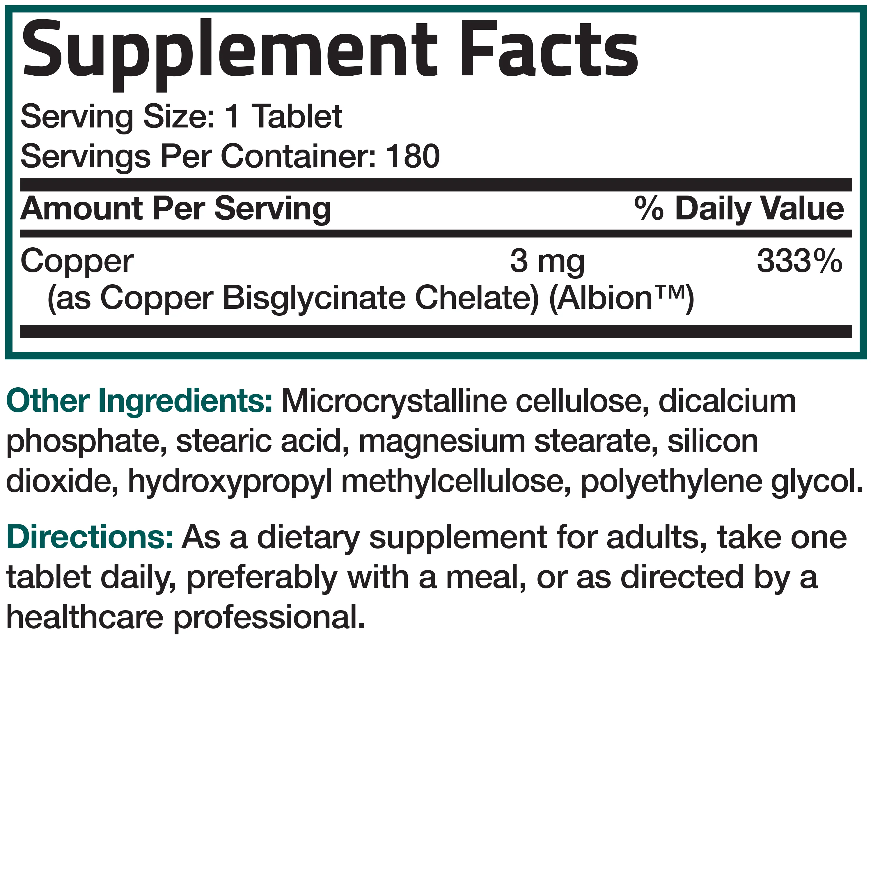 Copper Glycinate 3 MG, 180 Vegetarian Tablets - Image 4