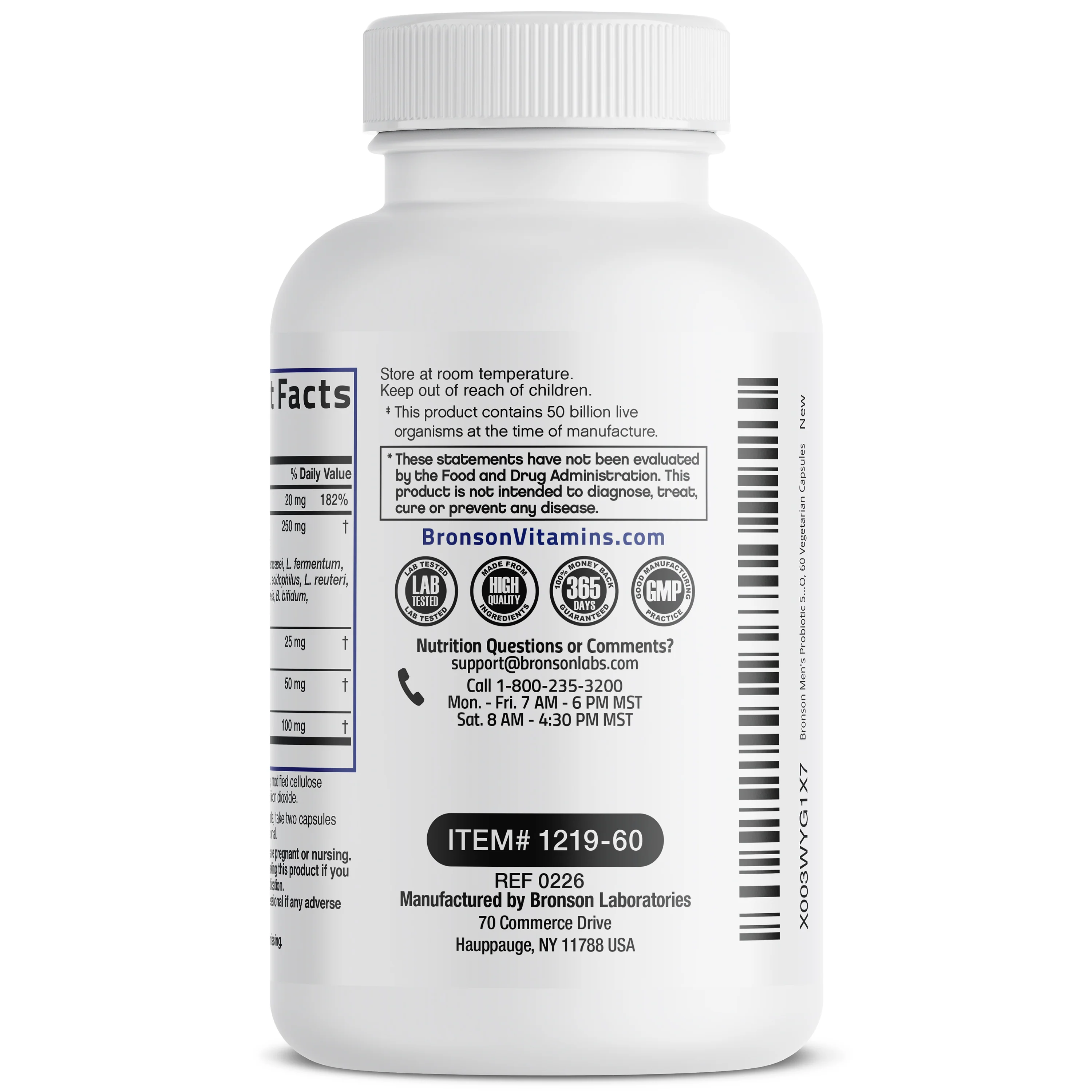 Men's Probiotic 50 Billion CFU Plus Prebiotic with Ashwagandha, Fenugreek & Zinc, 60 Vegetarian Capsules - Image 3
