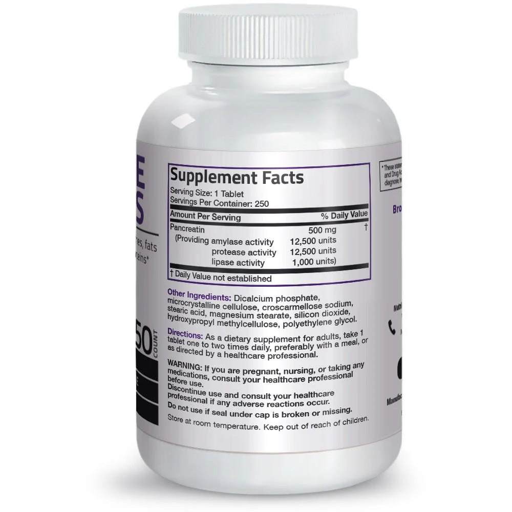 Multiple Digestive Enzymes Amylase Protease Lipase - 250 Tablets - Image 4