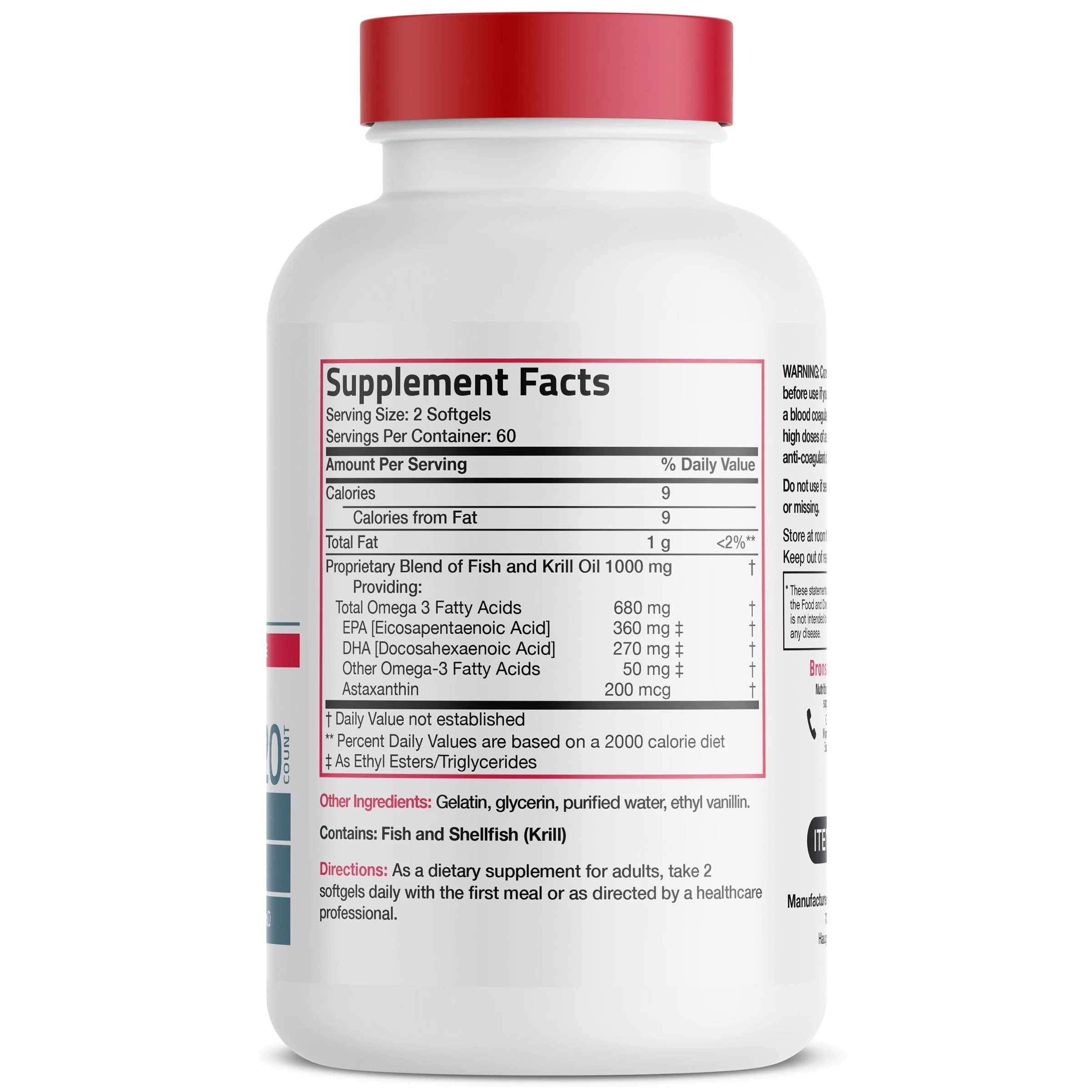 Omega-3 Fish + Krill Oil 1000 MG 120 Softgels - Image 2