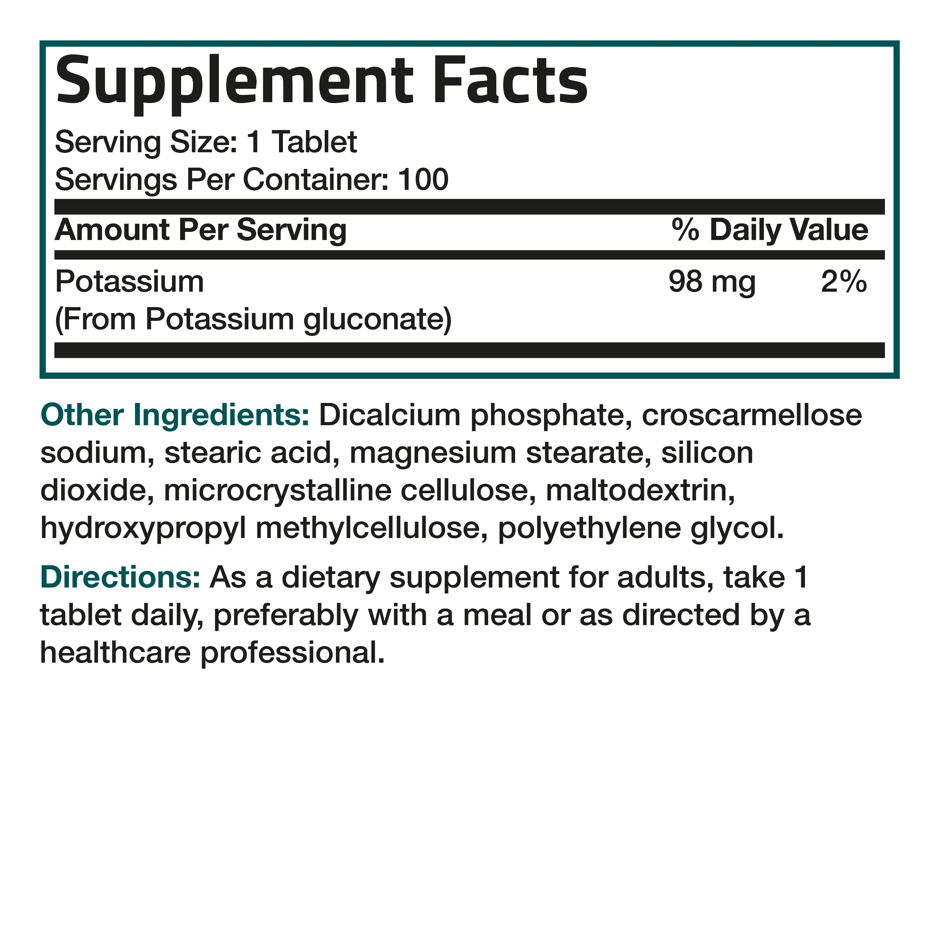 Potassium Gluconate - 98 mg - 100 Tablets - Image 4