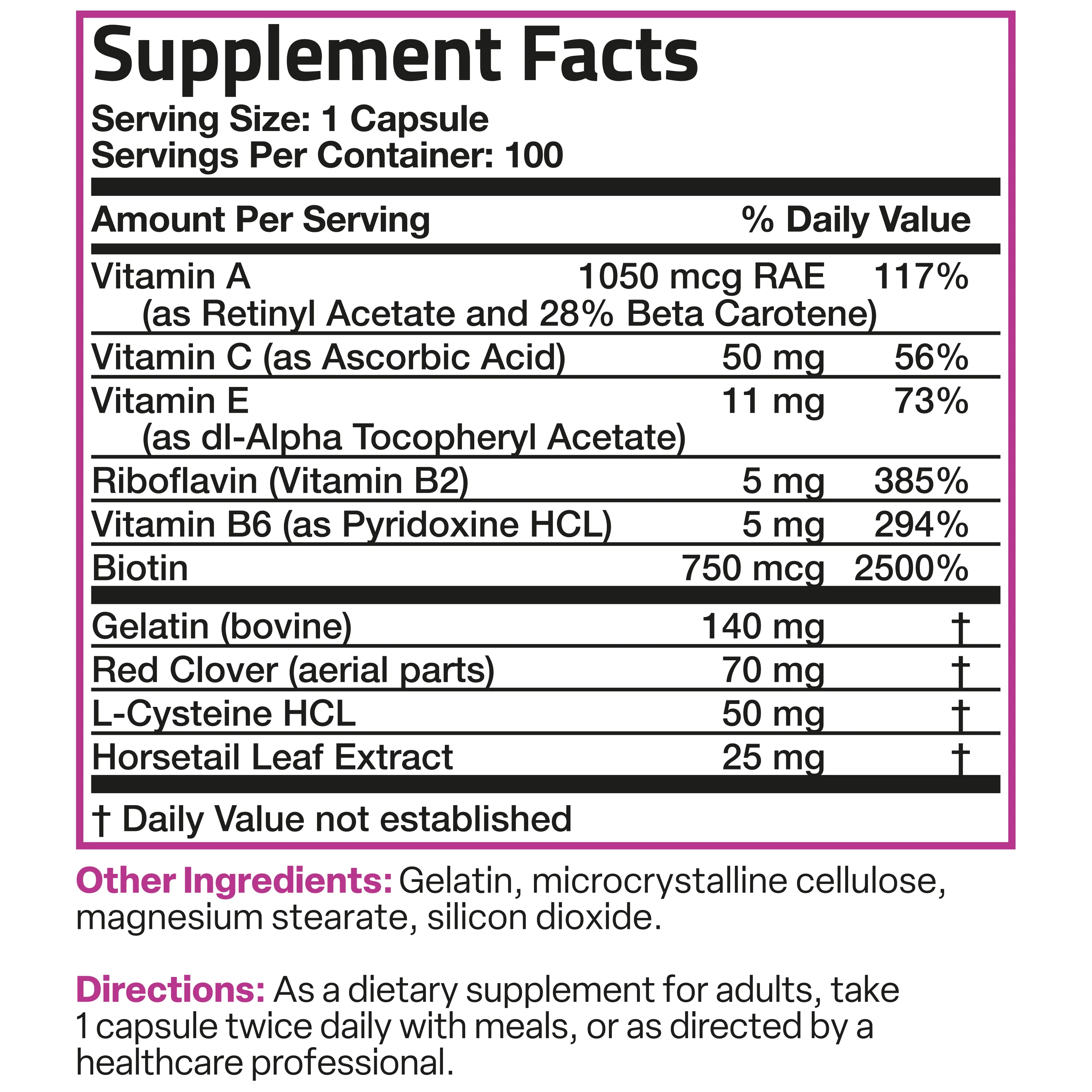 Hair, Skin & Nails for Women - 100 Capsules - Image 7