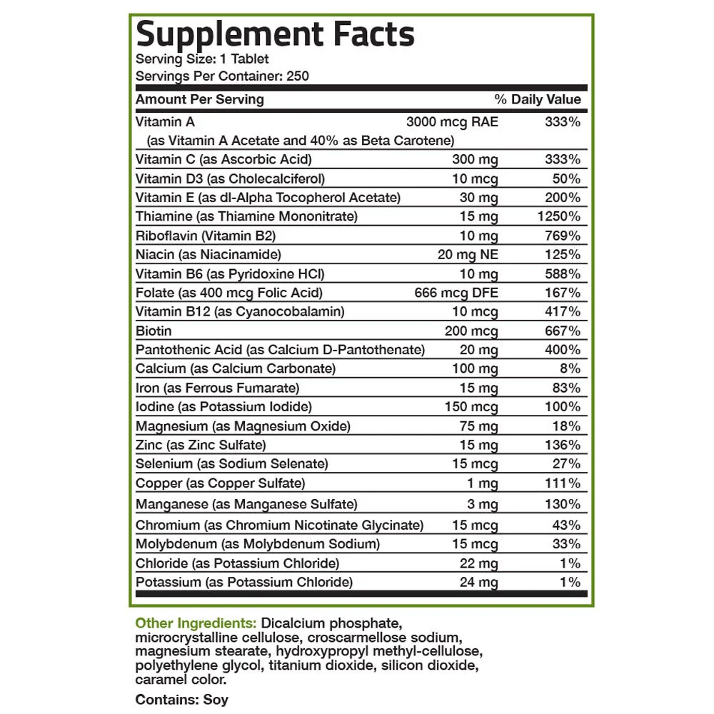 Therapeutic Formula Once Daily Multivitamin - 250 Tablets - Image 6