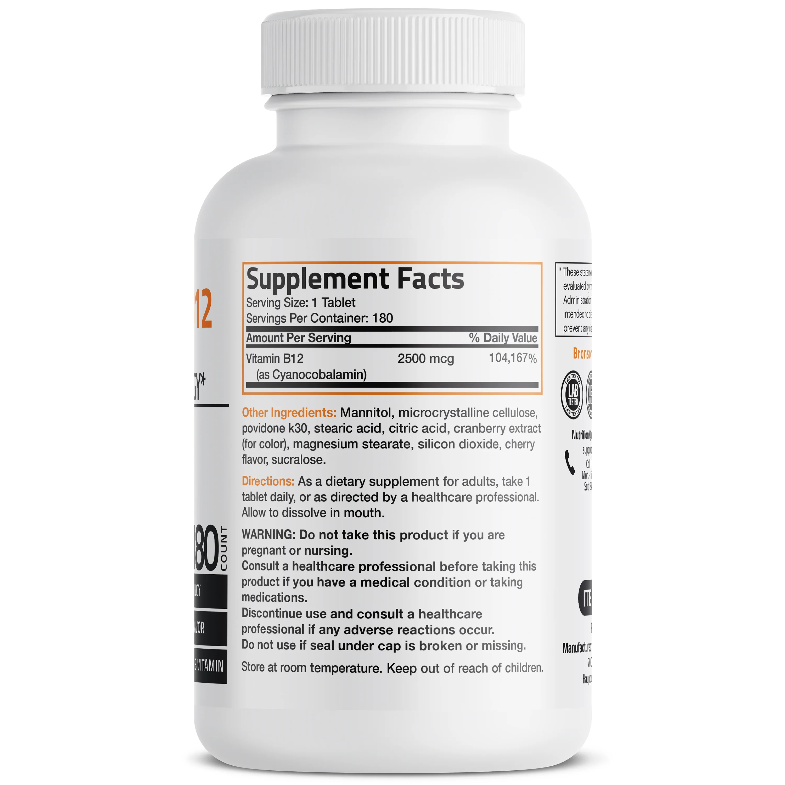 Vitamin B12 Sublingual Quick Release - 2,500 mcg - Cherry - Image 10