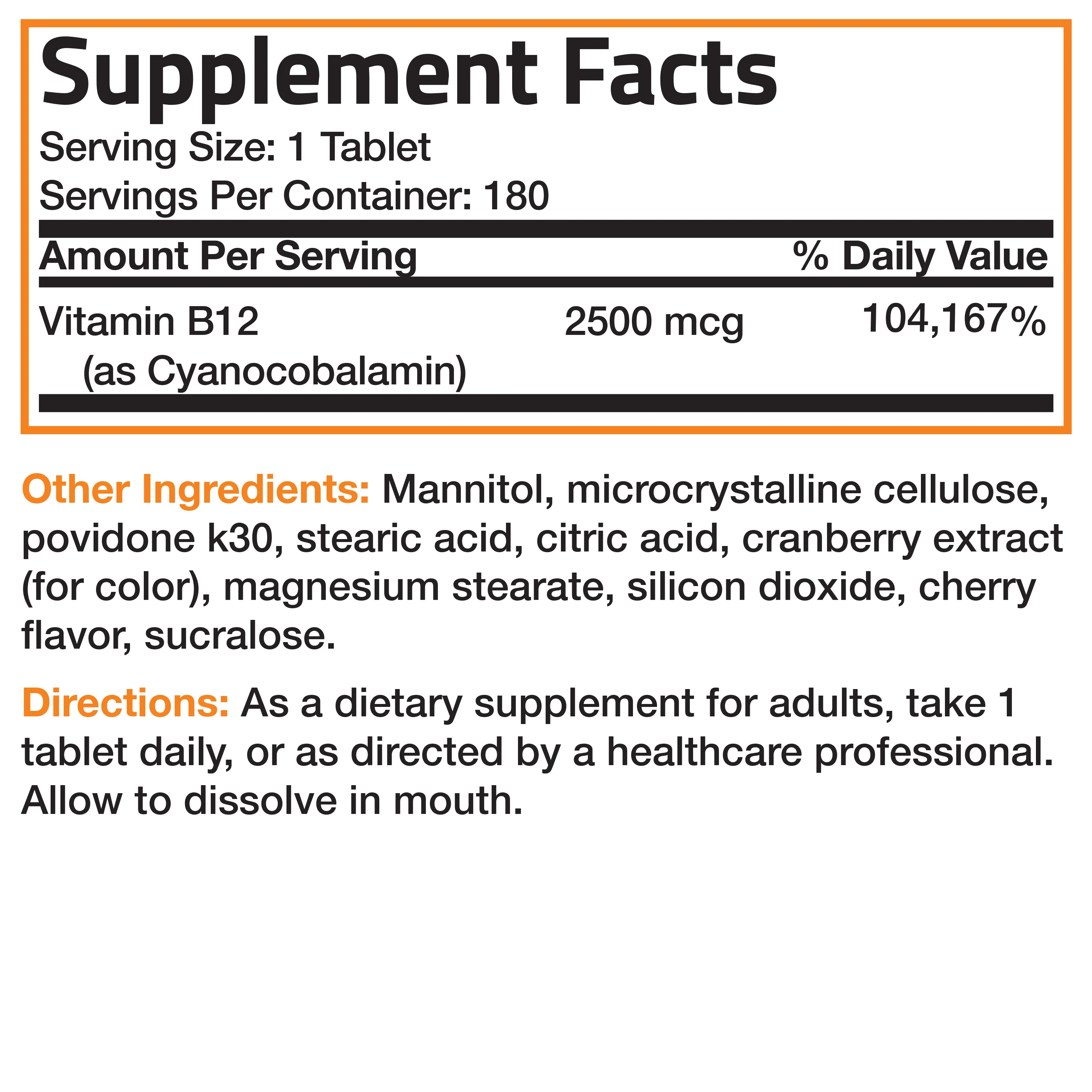 Vitamin B12 Sublingual Quick Release - 2,500 mcg - Cherry - Image 12