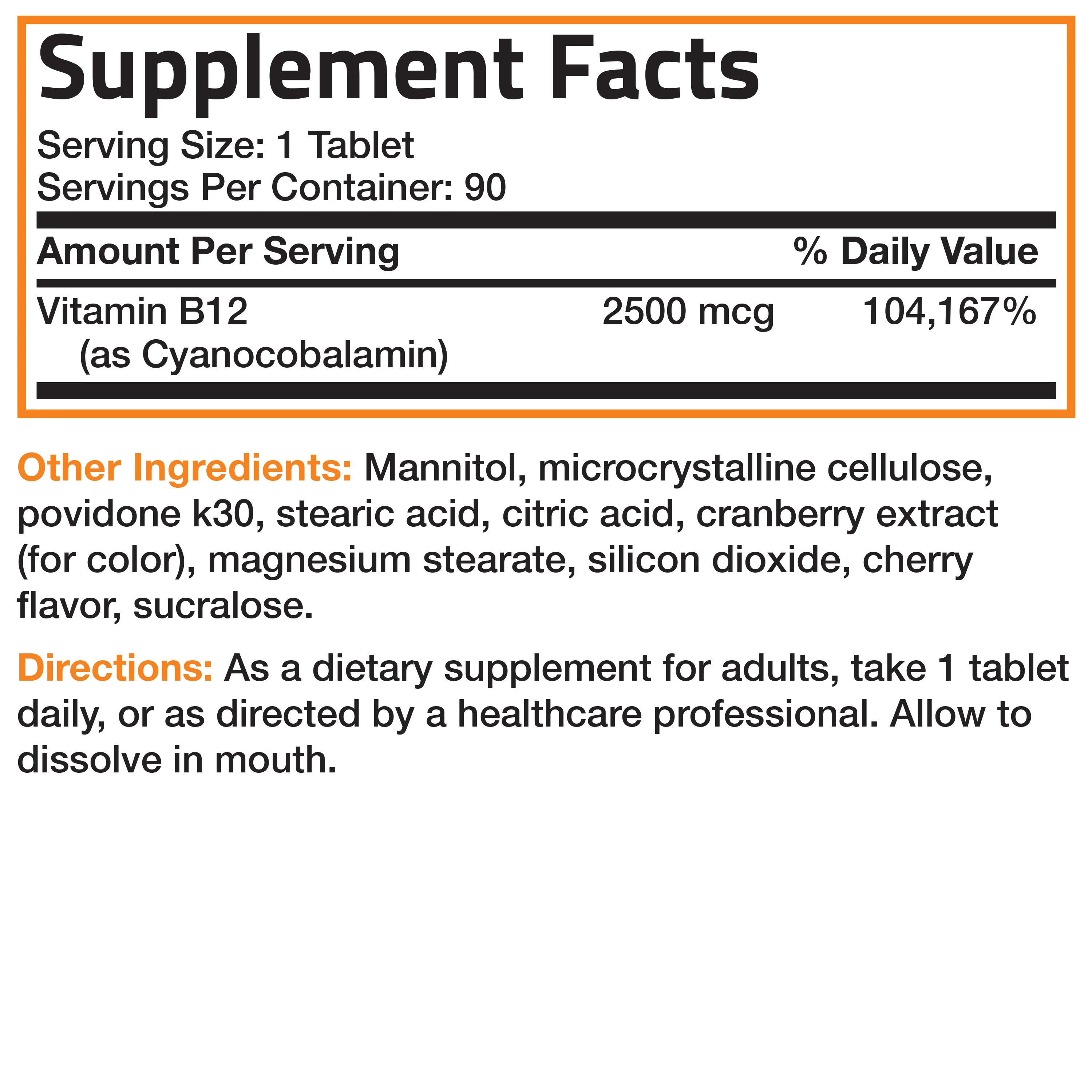 Vitamin B12 Sublingual Quick Release - 2,500 mcg - Cherry - Image 6