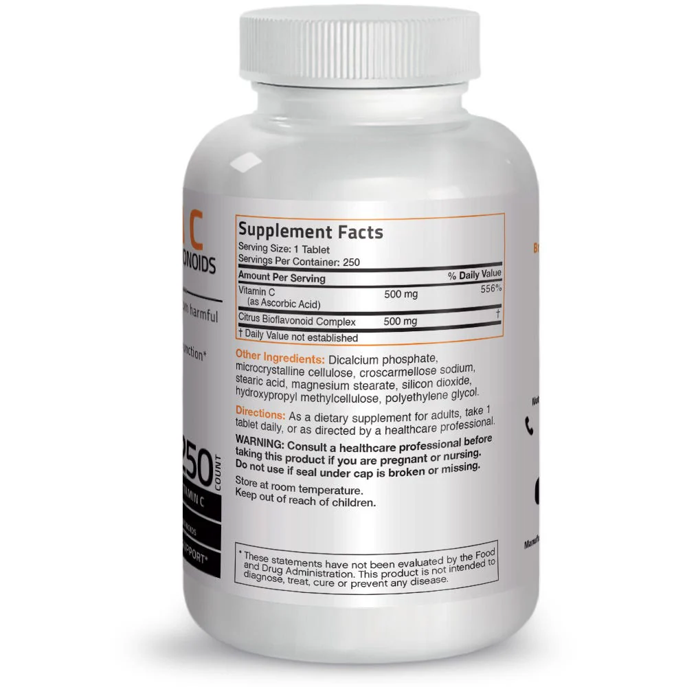 Vitamin C Ascorbic Acid with Citrus Bioflavonoids - 500 mg - 250 Tablets - Image 4