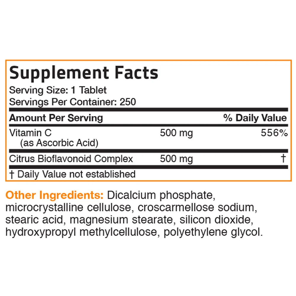 Vitamin C Ascorbic Acid with Citrus Bioflavonoids - 500 mg - 250 Tablets - Image 6