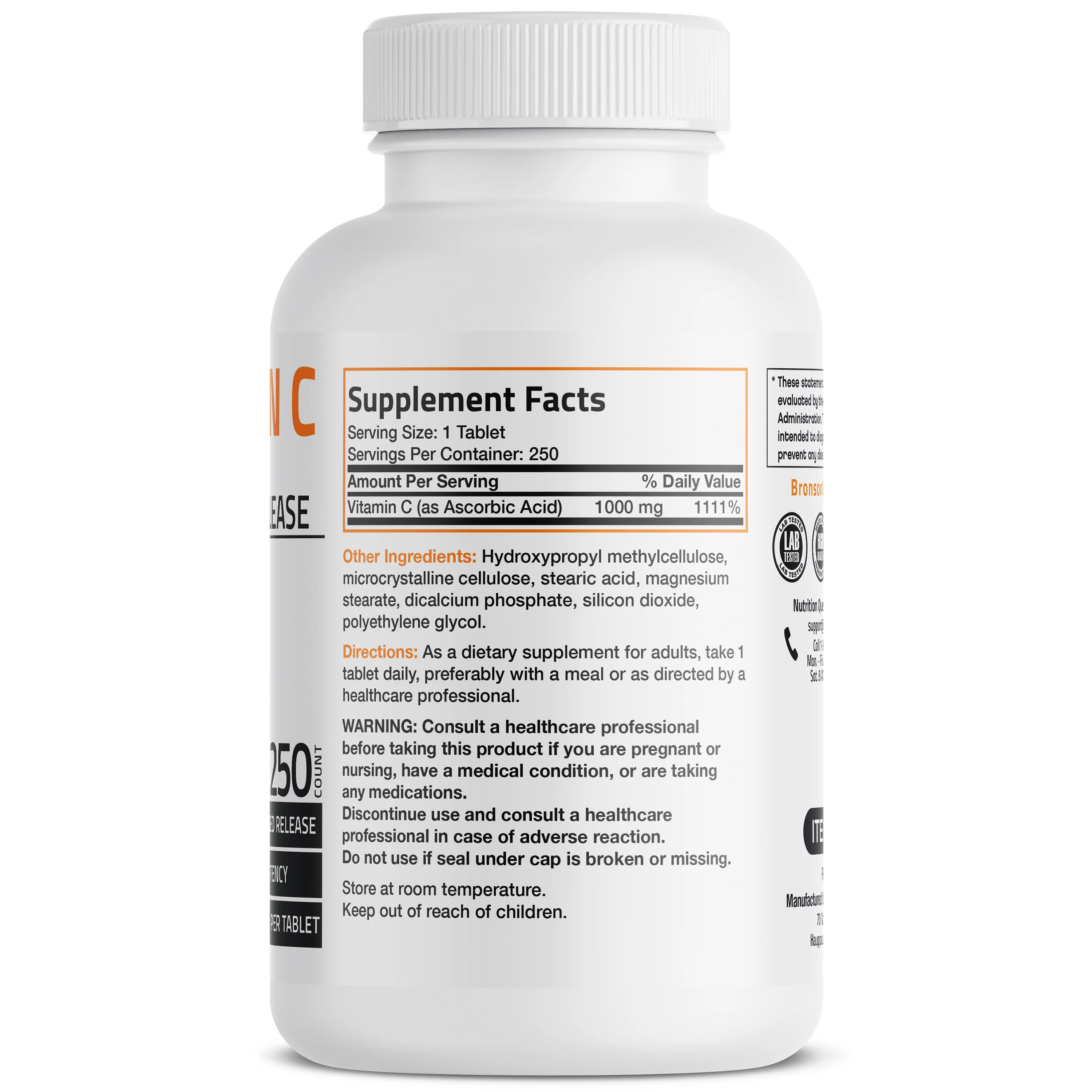 Vitamin C Ascorbic Acid Sustained Release - 1,000 mg - Image 10
