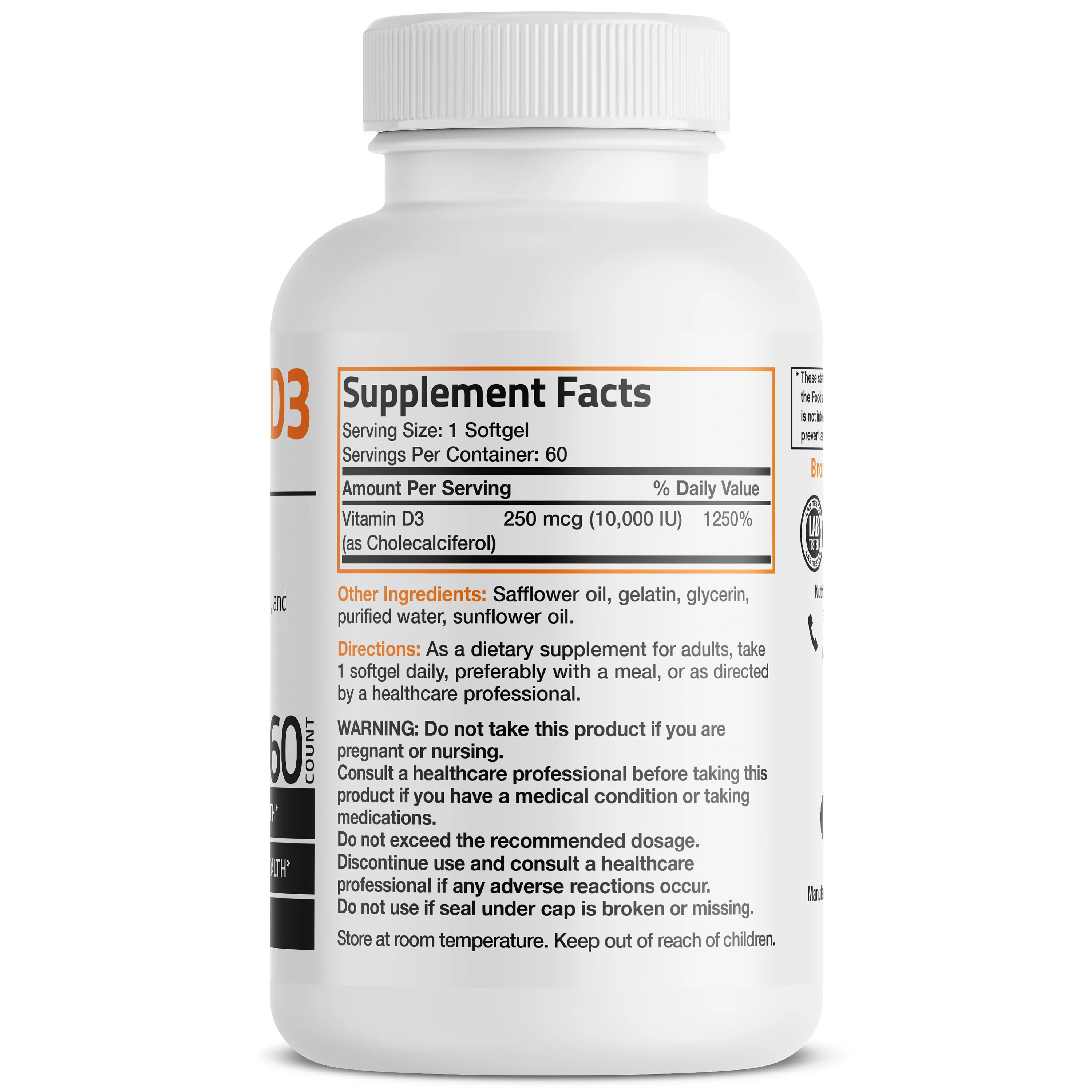 Vitamin D3 - 10,000 IU - 60 Softgels - Image 2