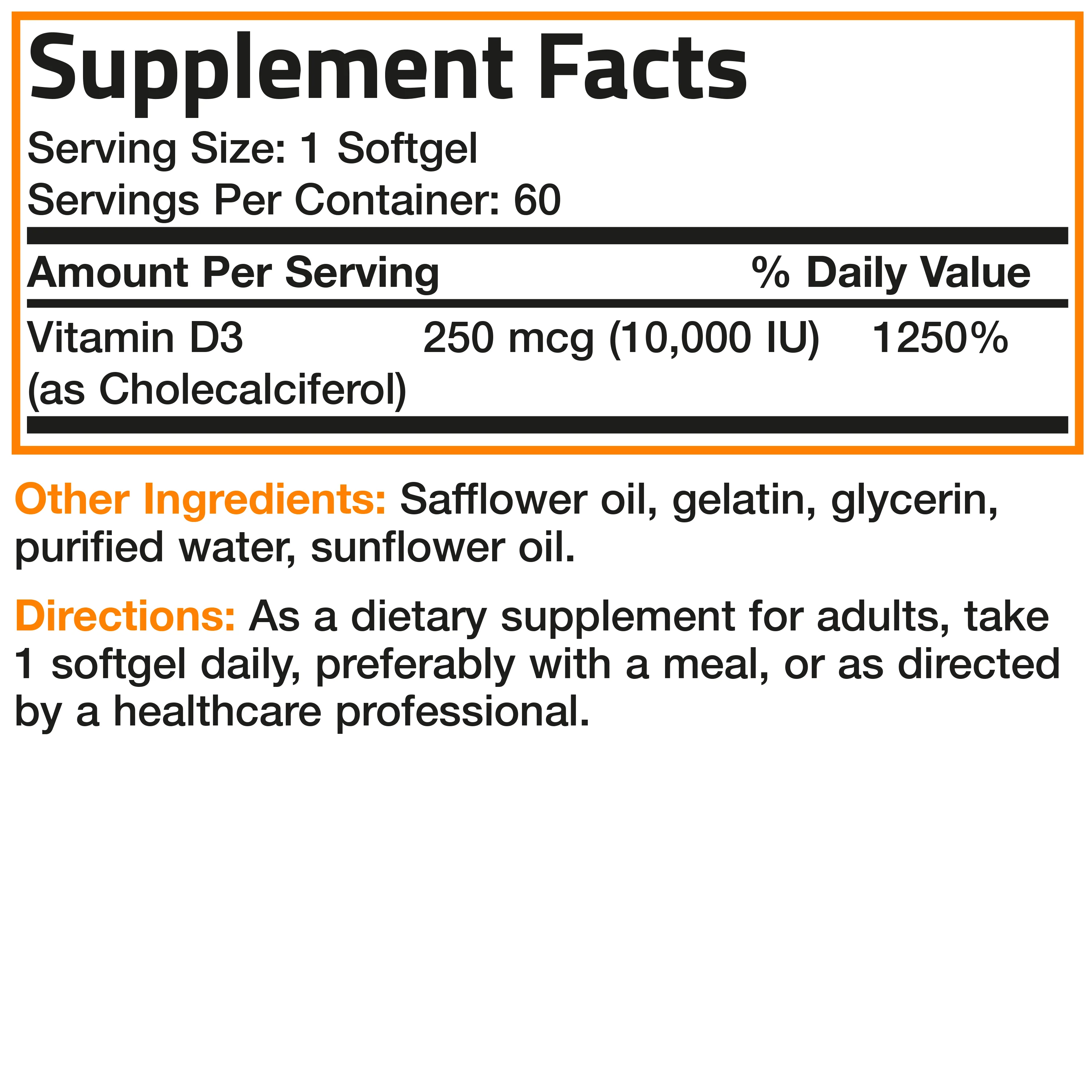 Vitamin D3 - 10,000 IU - 60 Softgels - Image 5