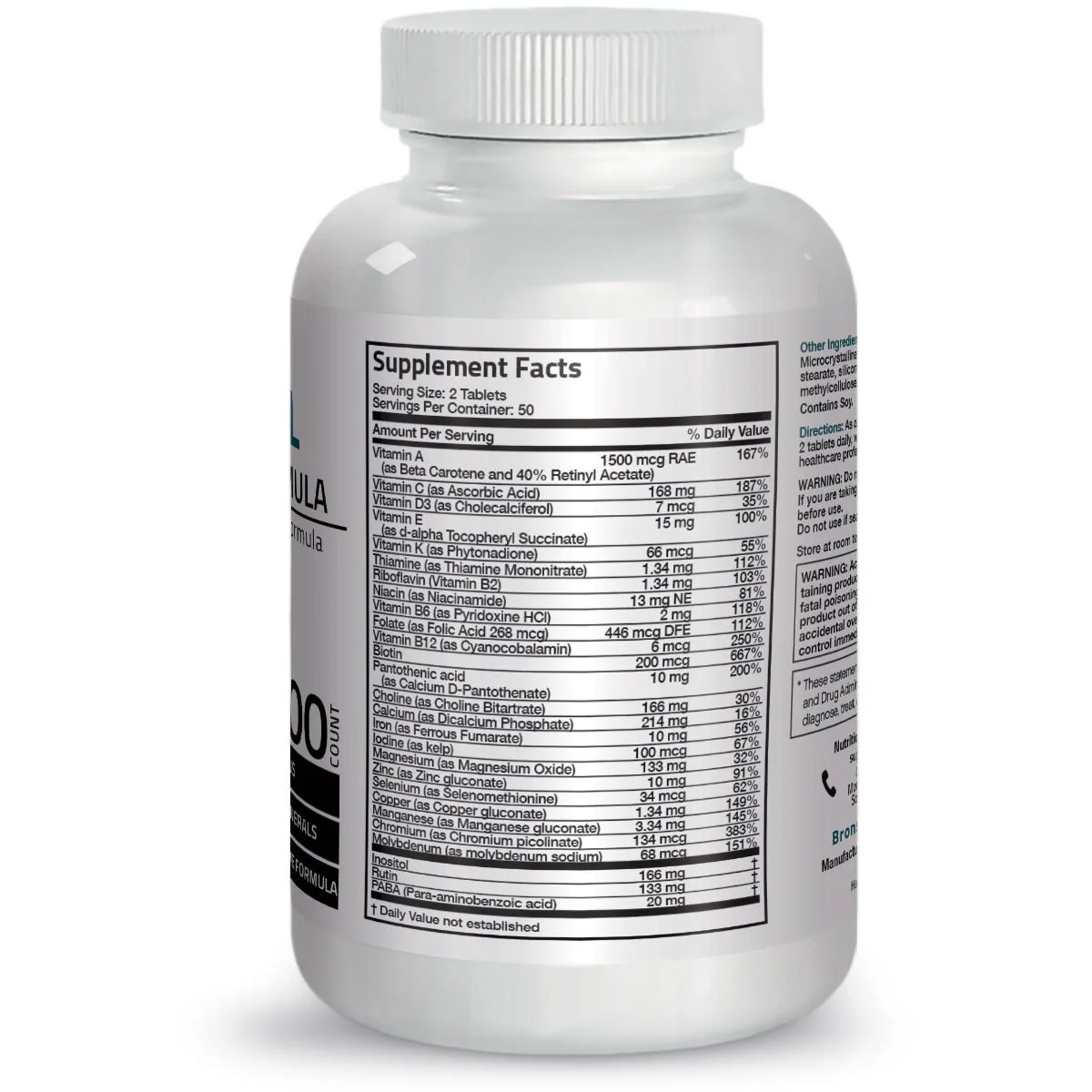 Vitamin & Mineral Insurance Formula - 100 Tablets - Image 4